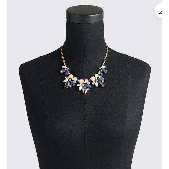 J.Crew Asymmetrical Crystal Clusters Necklace In NEON FLAM - Picture 6 of 6